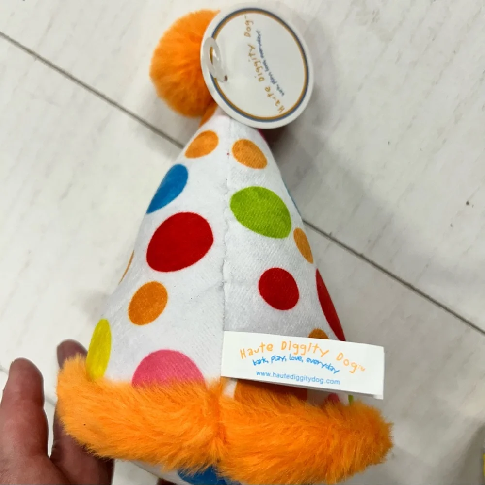 NWT (LOT‎ OF 2) HAUTE DIGGITY DOG PLUSH TOYS BIRTHDAY HAT & WATCH